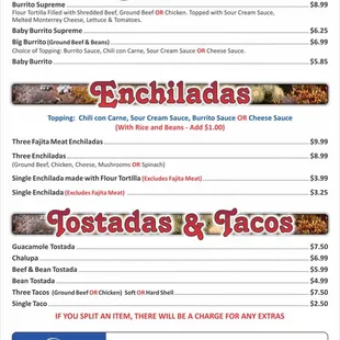 a menu for a mexican restaurant