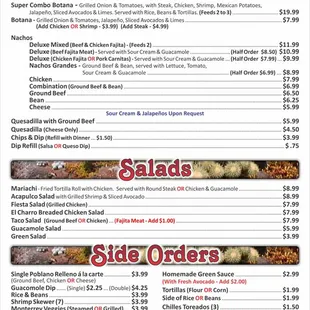 a menu for a mexican restaurant