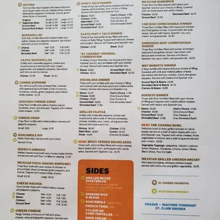 Current El Charro Menu on Taco Tuesday 3/5/2024