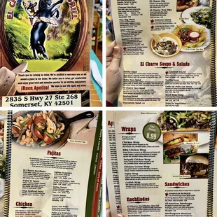 Menu, pages 1-4
