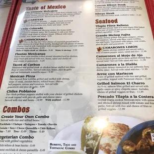 Menu as of July 2017