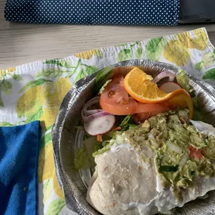 a plate of food on a table