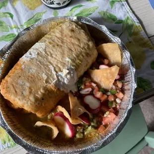 a plate of food on a table