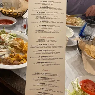 bar menu