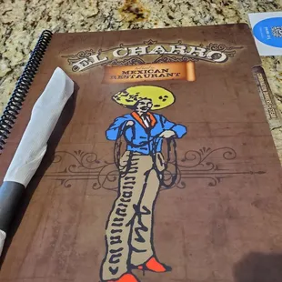 a drawing of a cowboy on a menu