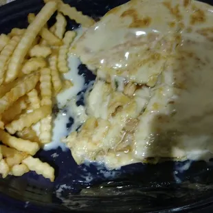 Quesadilla guadajuanto with fries....The picture doesn't do it justice...Such a fabulous combination!