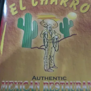 Menu front of El Charro