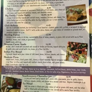 Menu price changes