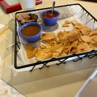 Beans and salsa and chips