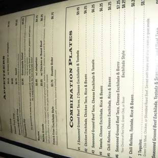 menu