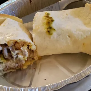 California burrito with steak, tots, guac, sour cream, and cheese