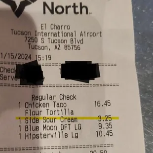 $3.25 for a dollop of sour cream seems excessive.