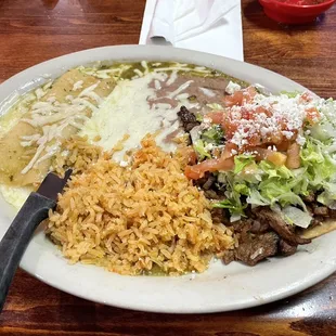 Cheese Enchilada and Asada Tostada