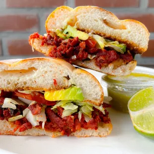 two halves of a sandwich