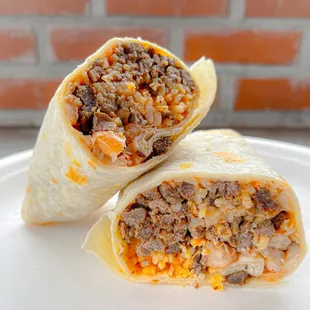 two burritos on a plate