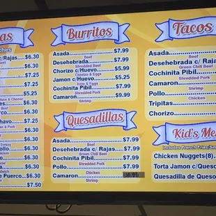 El Chavo menu cont.