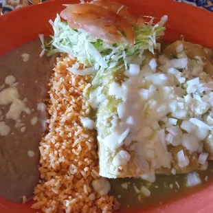 Green chicken enchiladas. $13.00