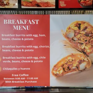 Breakfast burritos served all day