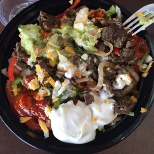 Carne Asada bowl with grilled veggies.