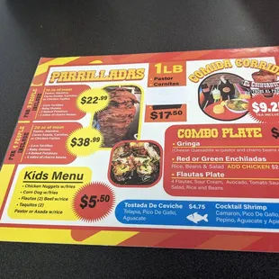 Menu as of September 23, 2023