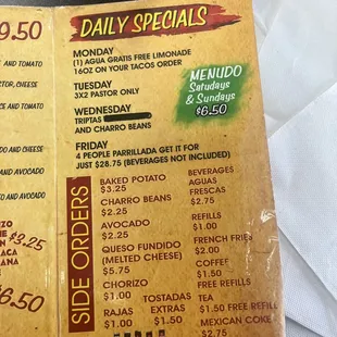 Menu Page 3