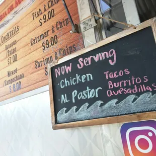 the menu for the restaurant