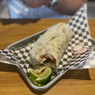 Al pastor burrito- He couldn't even wait to take a bite
