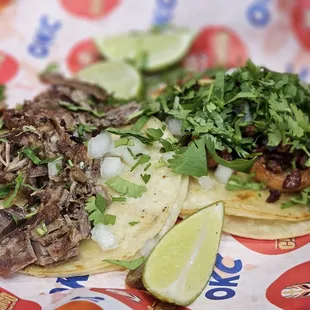 Street tacos suadero and pastor