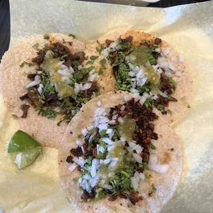Tacos de asada, pastor, chorizo