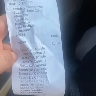 Not prices on Receipt