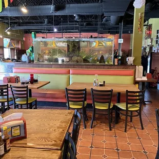 the interior of a mexican restaurant