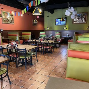 tables and booths in a mexican restaurant