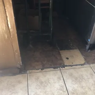 Restaurants closet by the door/ bathrooms.