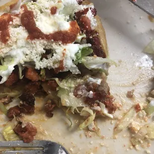 Huarache halfway eaten.