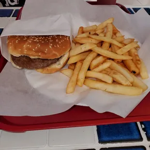 Burger and fries