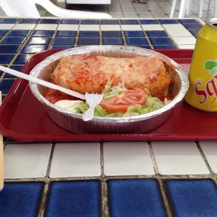 The special: a canned soda and a massive burrito for $6.49 out-the-door!