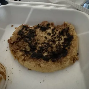 Burned Chicharron Pupusa not eatable