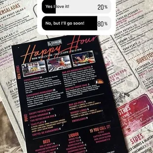 Happy hour menu