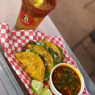 Quesabirria combo with Pina Loca drink