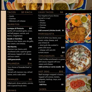 a mexican menu