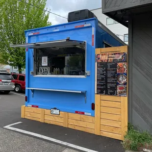 a blue food truck