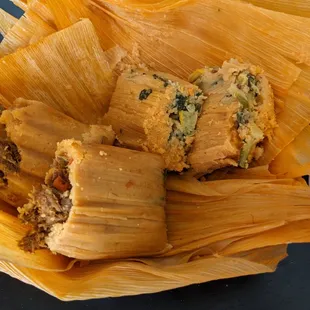 Pork and special vegetarian tamale