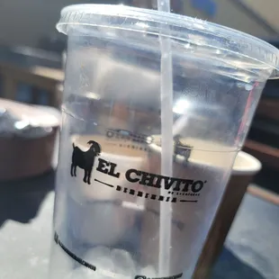 a drink in a plastic cup