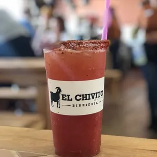 a drink with a straw