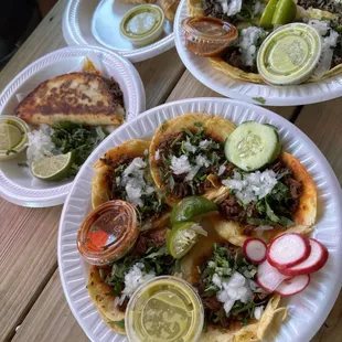 Birria and Asada street tacos, empanadas, etc.