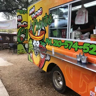 an orange food truck
