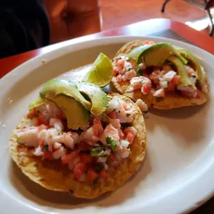 Tostada Ceviche de Camarones