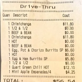 Receipt on July 30, 2024