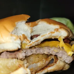 the inside of a hamburger