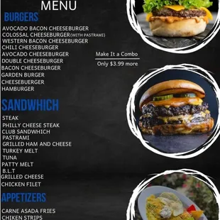 menu for el chulo burgers